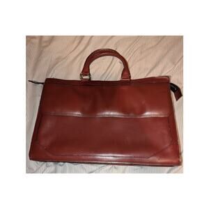 Vintage Leather Briefcase Laptop Bag Attaché Cognac Brown 15"x10"